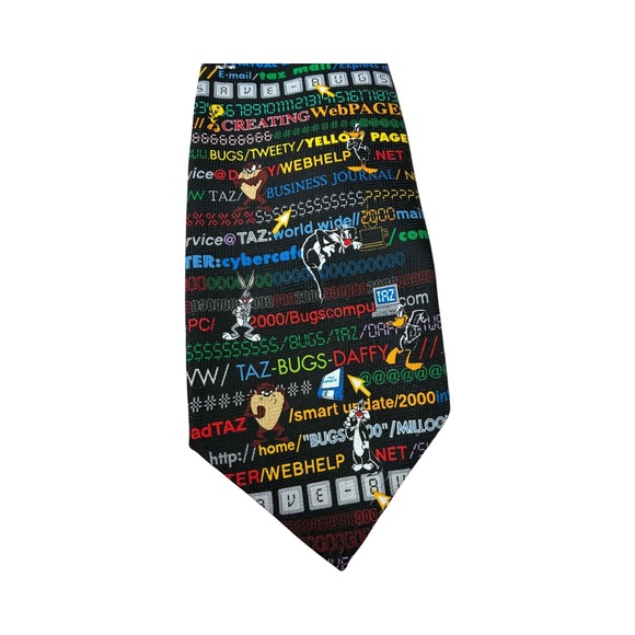 Looney Tunes Men's Tie Bugs Bunny Daffy Taz Warner Brothers Computer - Picture 1 of 6